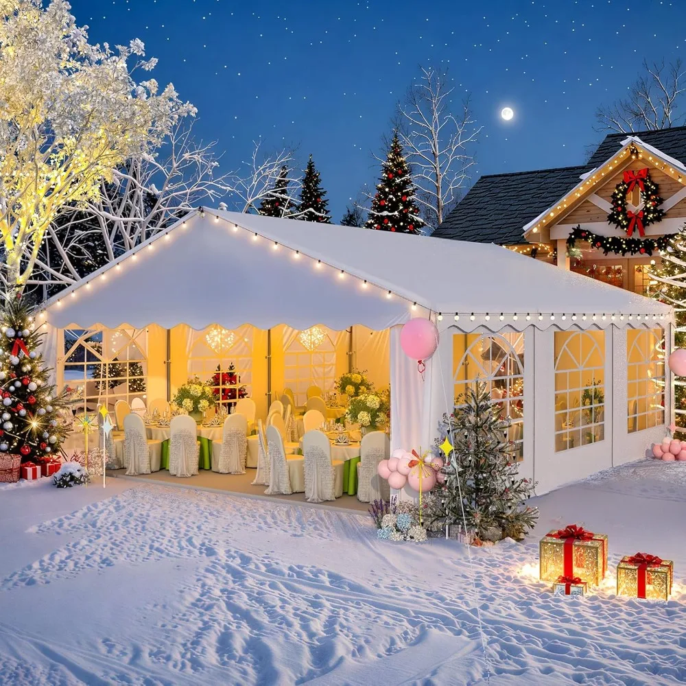 20X20FT Party Tent, White Outdoor Wedding Canopy with Removable Sidewalls and Church Windows, Heavy Duty Pavilion Shelter
20X20FT Party Tent, White Outdoor Wedding Canopy with Removable Sidewalls and Church Windows, Heavy Duty Pavilion Shelter