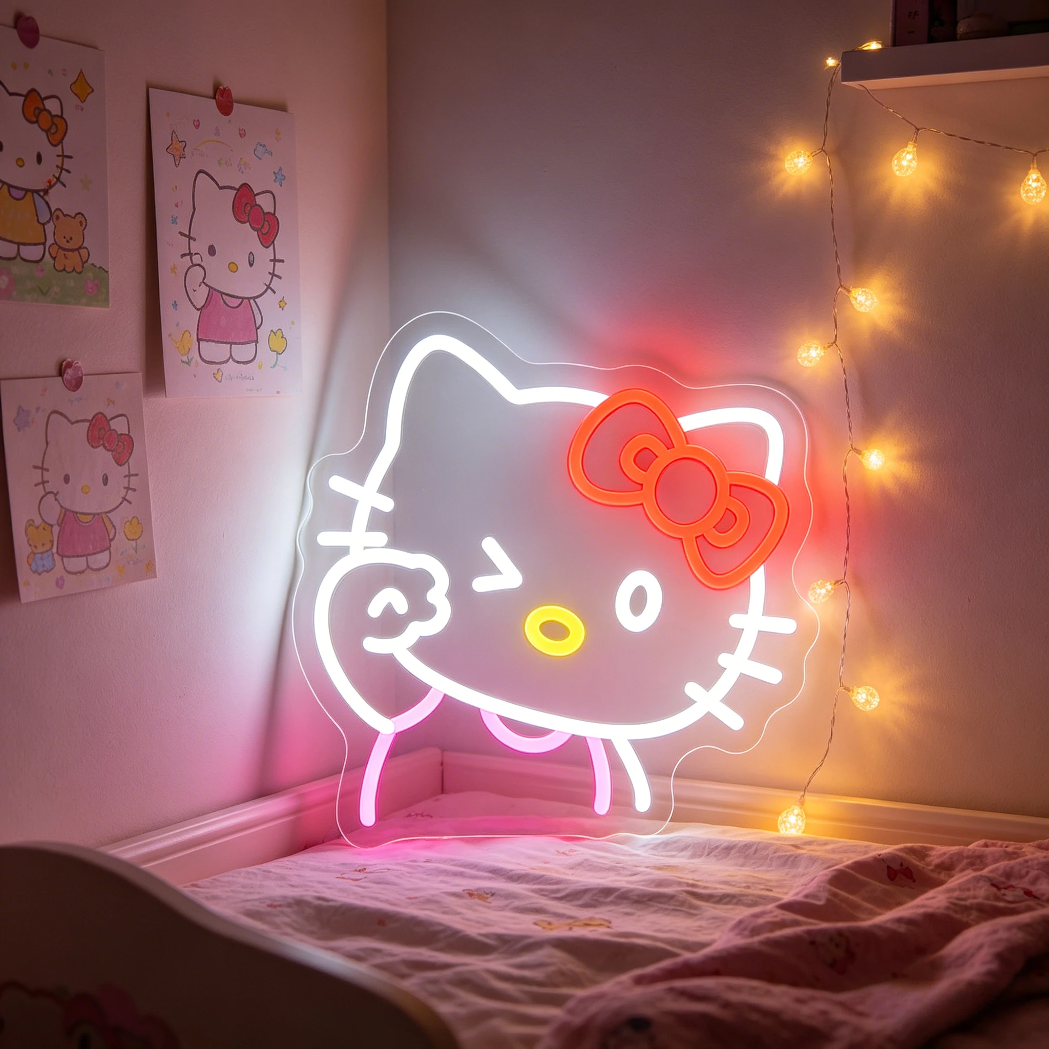 Neon Sign Hello Kitty LED Night Light Cartoon Wall Art Bedroom Decor USB Powered Kawaii Mood Light Gift Home Decoration
Neon Sign Hello Kitty LED Night Light Cartoon Wall Art Bedroom Decor USB Powered Kawaii Mood Light Gift Home Decoration