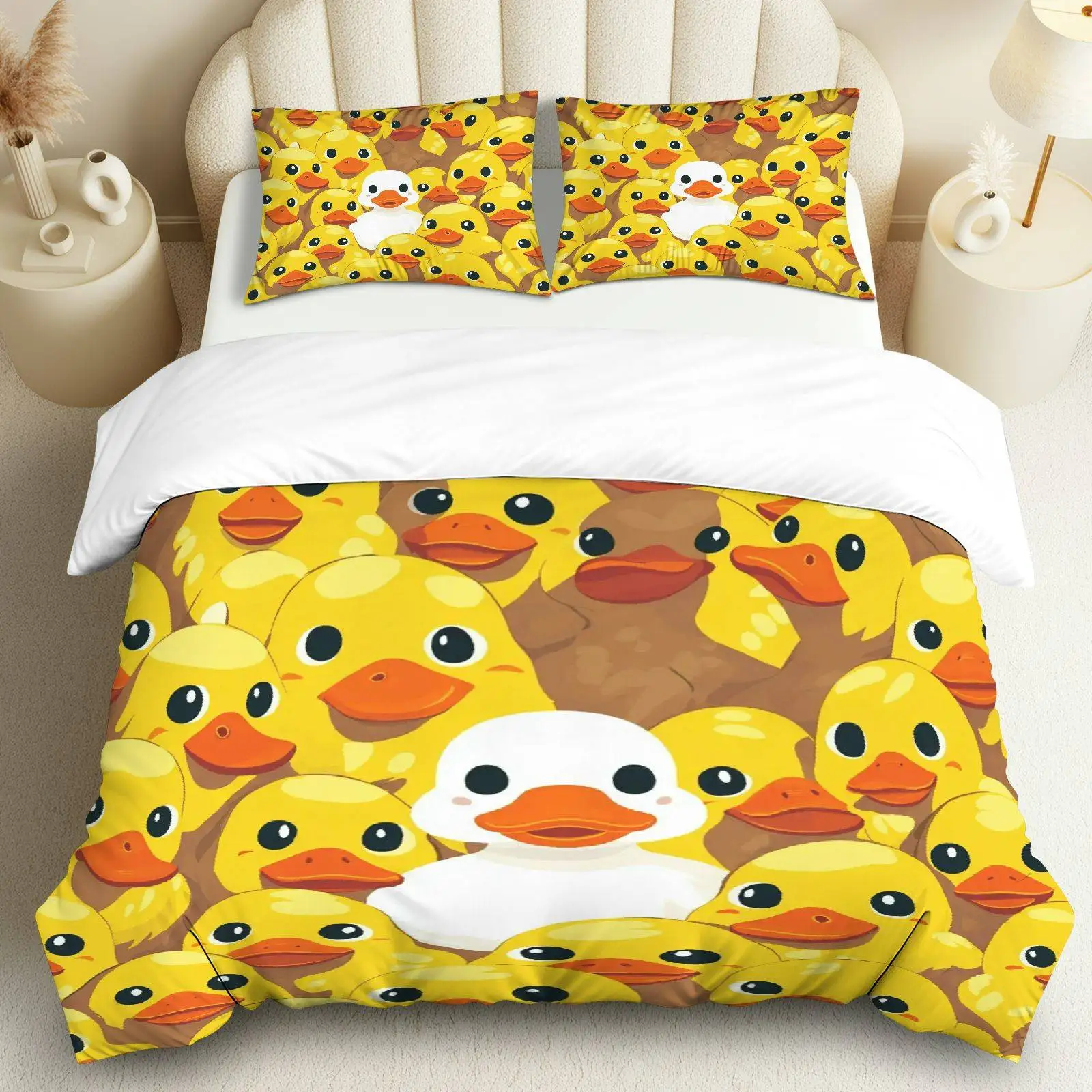 3PCS Duvet Cover, 1 Duvet+2 Pillowcases(Without filler), Duck Pattern Suitable for Bedroom Living Room Decoration.
3PCS Duvet Cover, 1 Duvet+2 Pillowcases(Without filler), Duck Pattern Suitable for Bedroom Living Room Decoration.
