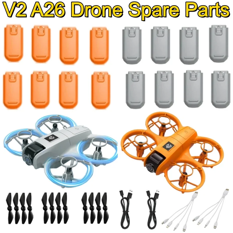 V2 A26 Drone Spare Parts Battery 3.7V 600mAh Propeller Blades 4-in-1 Charging Line USB Line Accessories For V2 A26 RC Drone
V2 A26 Drone Spare Parts Battery 3.7V 600mAh Propeller Blades 4-in-1 Charging Line USB Line Accessories For V2 A26 RC Drone
