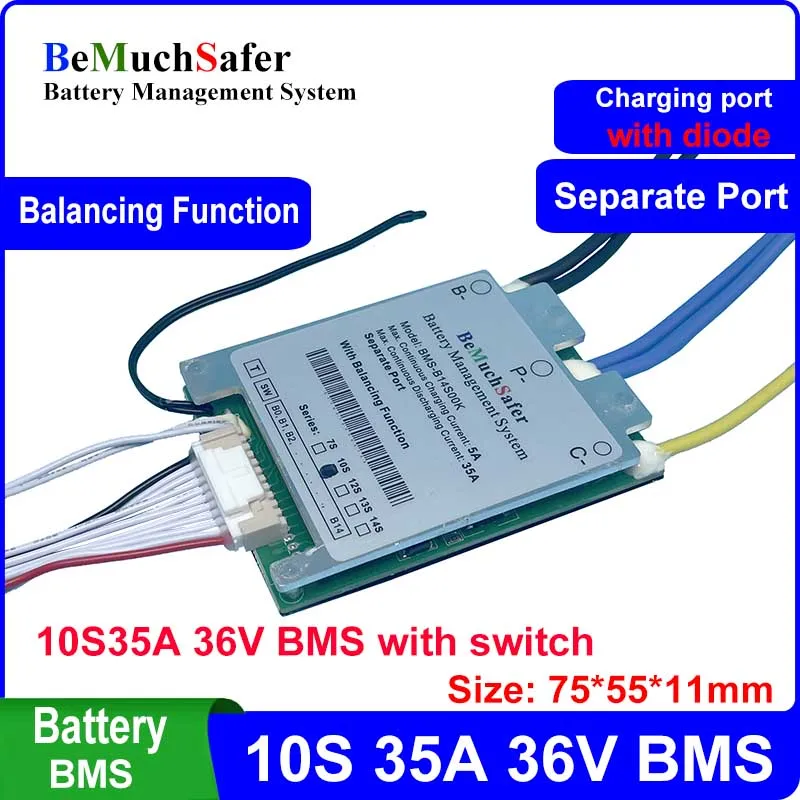 36V 10S 35A Battery BMS With Balancing Function On/Off Switch 10S30A 10S35A BMS for DIY E-Bike E-Scooter E-Motorcycles Battery
36V 10S 35A Battery BMS With Balancing Function On/Off Switch 10S30A 10S35A BMS for DIY E-Bike E-Scooter E-Motorcycles Battery