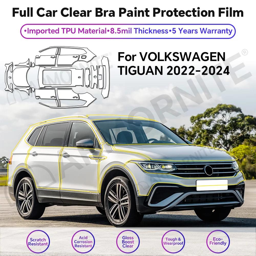 For Volkswagen TIGUAN 2022-2024 Precut Paint Protection Film 9Mil TPU PPF Transparent Car Film Self-Repairing Protective Shields
For Volkswagen TIGUAN 2022-2024 Precut Paint Protection Film 9Mil TPU PPF Transparent Car Film Self-Repairing Protective Shields