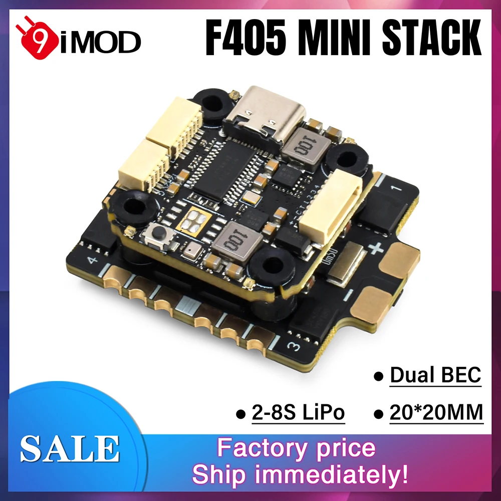 9IMOD MINI F405 Flight Stack F405 FC 60A ESC 3-8S 20x20 мм для RC 7-10-дюймового гоночного дрона FPV
9IMOD MINI F405 Flight Stack F405 FC 60A ESC 3-8S 20x20 мм для RC 7-10-дюймового гоночного дрона FPV