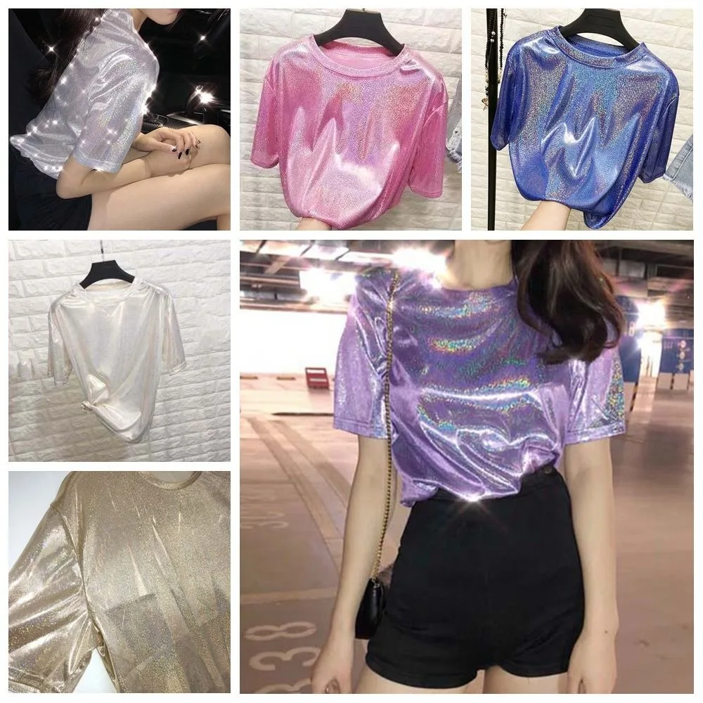 Casual Top Vintage Fashion Silk Top Sequins Pink Ladies Shiny Loose T-shirt Aesthetic Purple Harajuku Short Sleeved Party
Casual Top Vintage Fashion Silk Top Sequins Pink Ladies Shiny Loose T-shirt Aesthetic Purple Harajuku Short Sleeved Party
