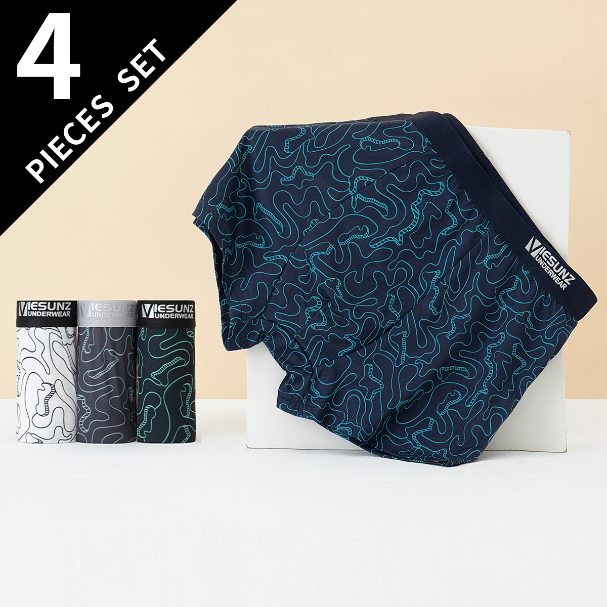 4-piece set of men's casual multi-color combination underwear, loose youth boxer shorts, casual beach shorts, sports base shorts
4-piece set of men's casual multi-color combination underwear, loose youth boxer shorts, casual beach shorts, sports base shorts