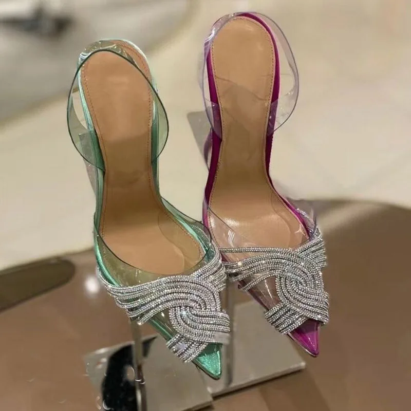 Fashion Woman Silver Rhinestone Slingback Sandals Thin High Heel Pointed Toe Crystal Cross Strap Female Sexy Party Shoes
Fashion Woman Silver Rhinestone Slingback Sandals Thin High Heel Pointed Toe Crystal Cross Strap Female Sexy Party Shoes