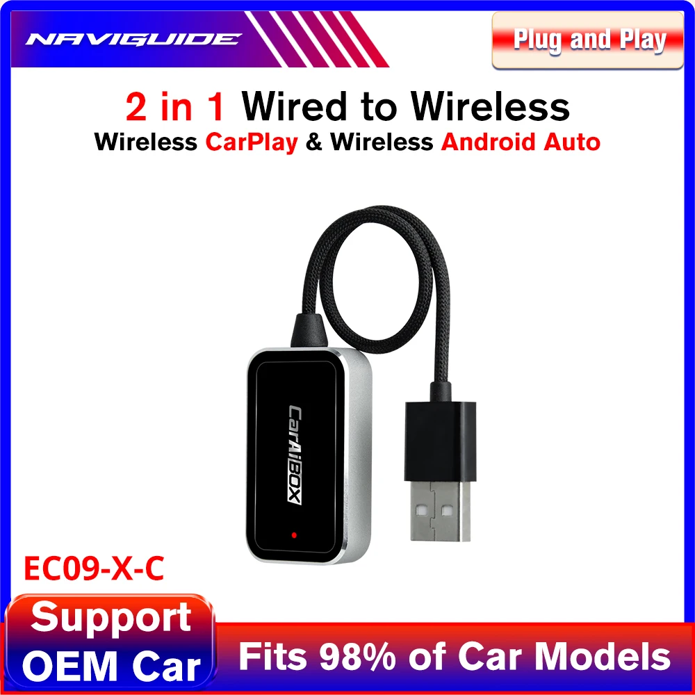 EC09-X-C 2 in 1 Mini Carplay Android Auto Wired To Wireless Car Play Box Adapter Smart Ai Box Bluetooth WiFi Spotify Connect
EC09-X-C 2 in 1 Mini Carplay Android Auto Wired To Wireless Car Play Box Adapter Smart Ai Box Bluetooth WiFi Spotify Connect