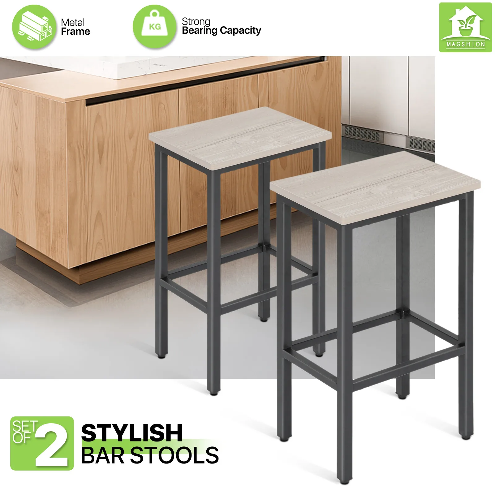 2 Pcs Bar Stool Backless Rectangular Kitchen Counter Bar Chair Greige w/Footrest
2 Pcs Bar Stool Backless Rectangular Kitchen Counter Bar Chair Greige w/Footrest