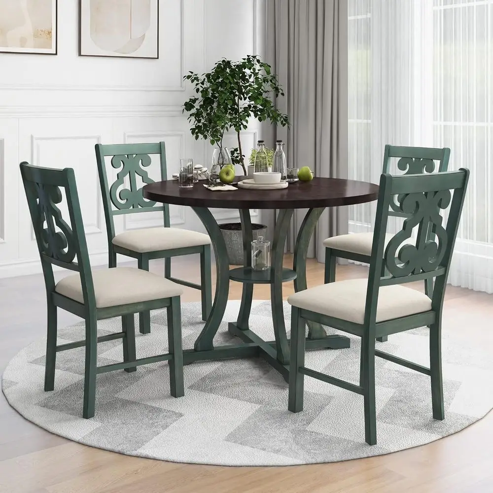 Round Wooden 5-Piece Dining Set with Storage Shelf
Round Wooden 5-Piece Dining Set with Storage Shelf