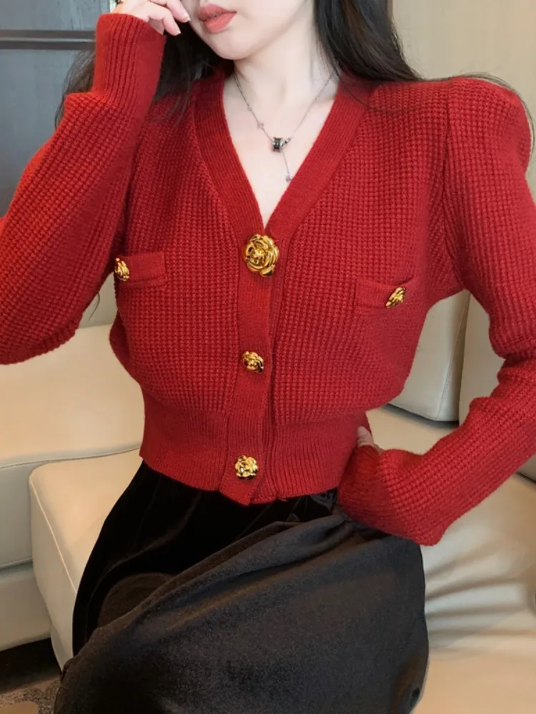 Elegant Short Sleeve V-Neck Bubble Sleeve Sweater Cardigan Women's Autumn Winter Fashion Design Knitwear Casual Commute Style
Elegant Short Sleeve V-Neck Bubble Sleeve Sweater Cardigan Women's Autumn Winter Fashion Design Knitwear Casual Commute Style