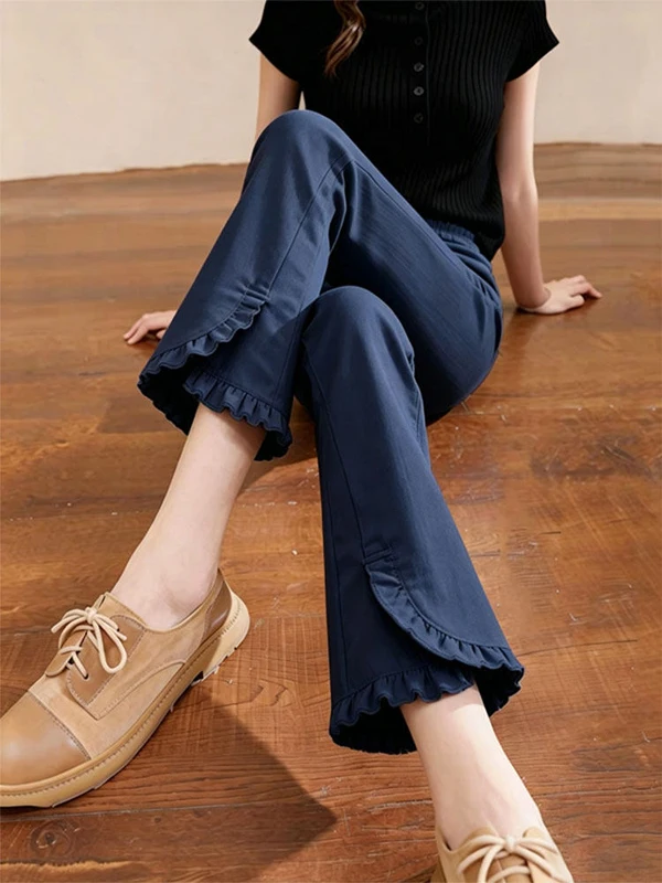 High Waist Flared Pants Women's Deep Blue Casual Trousers Spring Summer New Style Casual Fashion Ladies' Premium Clothing
High Waist Flared Pants Women's Deep Blue Casual Trousers Spring Summer New Style Casual Fashion Ladies' Premium Clothing