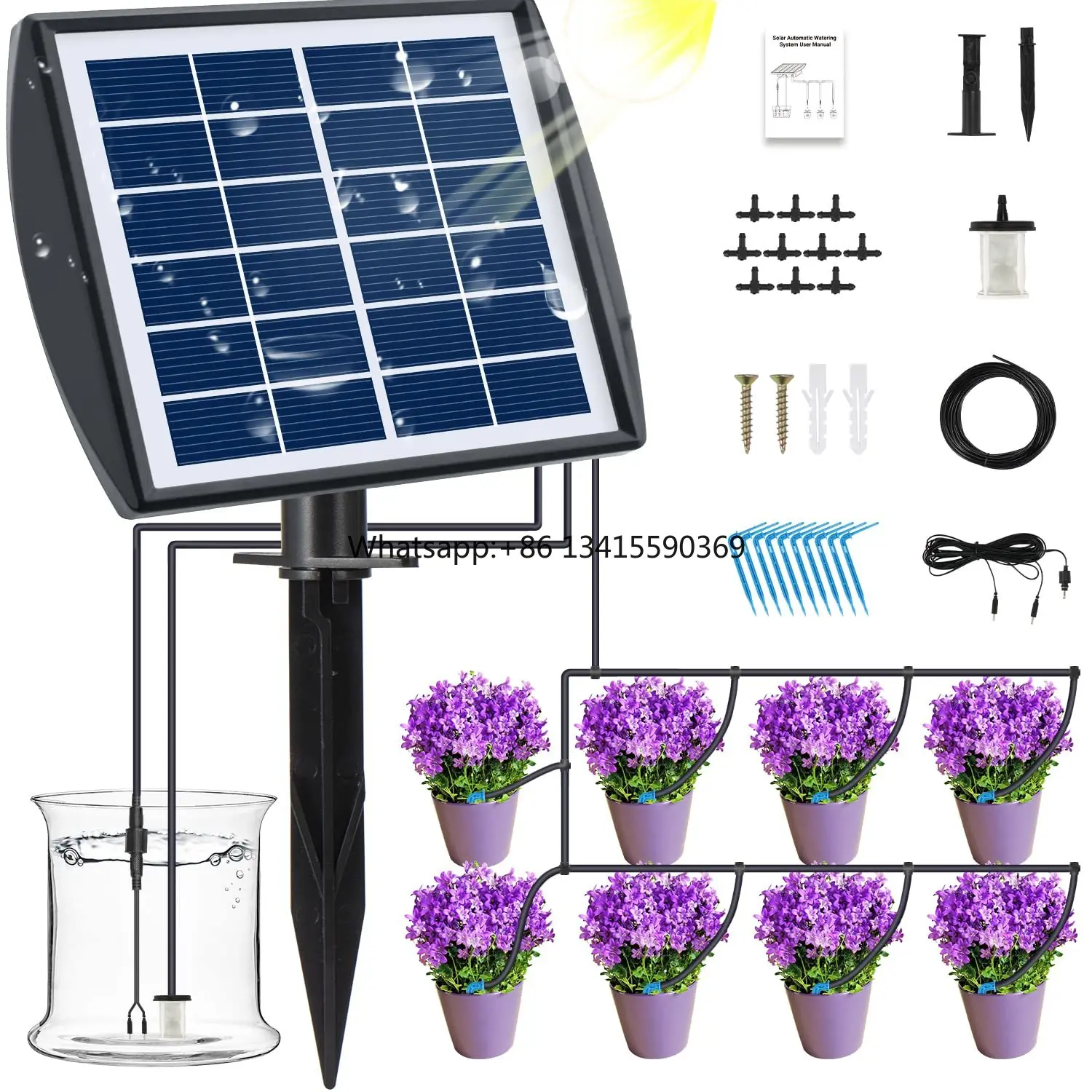 Drip Irrigation System Solar Powered Automatic Drip Irrigation Kit for Plants on the Balcony, in the Plant Bed, and Green House.
Drip Irrigation System Solar Powered Automatic Drip Irrigation Kit for Plants on the Balcony, in the Plant Bed, and Green House.