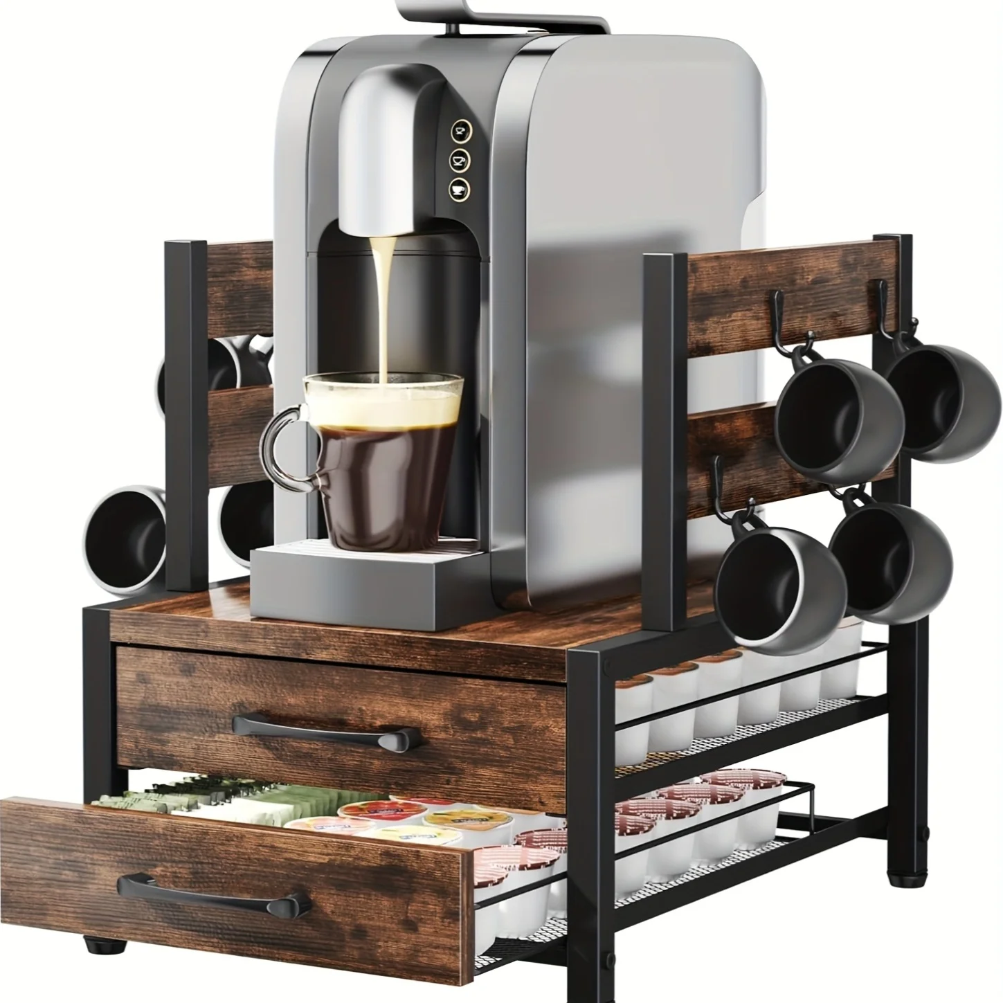 usDouble Layer Coffee Capsule Storage Rack And Mug Holder, Coffee Machine Stand, K Cup Holder Drawer - Coffee Bean Pod Organizer, 70 Capacity Bean Pod Holder, Home Kitchen Countertop Organizer, Rustic Brownd
usDouble Layer Coffee Capsule Storage Rack And Mug Holder, Coffee Machine Stand, K Cup Holder Drawer - Coffee Bean Pod Organizer, 70 Capacity Bean Pod Holder, Home Kitchen Countertop Organizer, Rustic Brownd