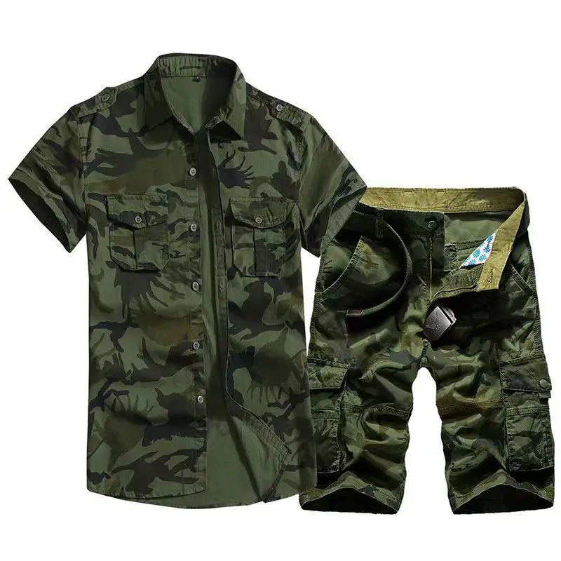 Summer Fashion Men's 2 Piece Set Tracksuits Casual Short Sleeve Camouflage Print Shirt Shorts Sport Suits
Summer Fashion Men's 2 Piece Set Tracksuits Casual Short Sleeve Camouflage Print Shirt Shorts Sport Suits