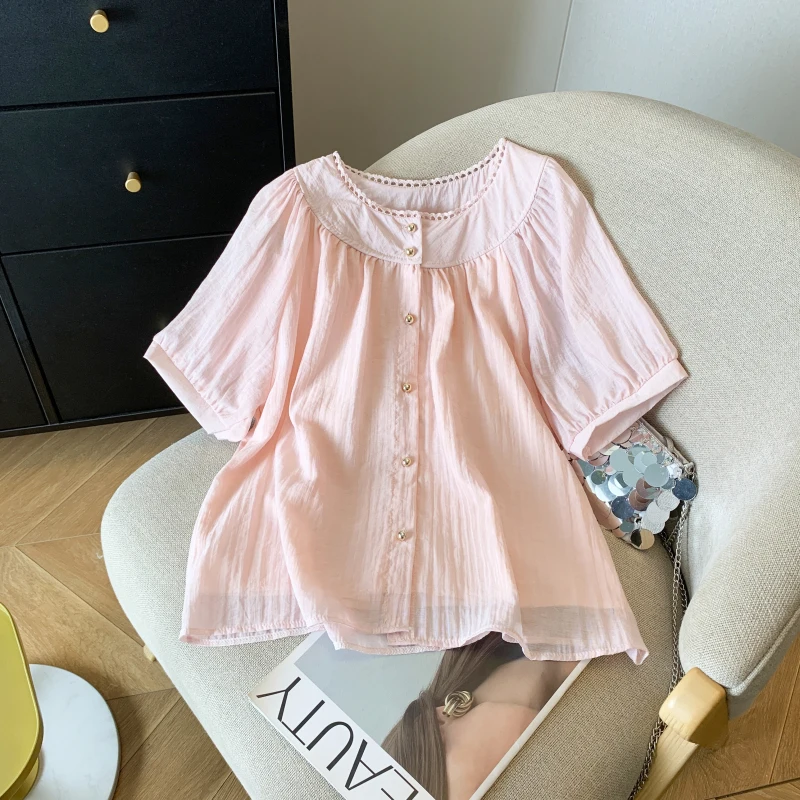 Стильная женская летняя блузка с круглым вырезом и рукавами-фонариками, новый дизайн, плиссированный топ с коротким рукавом, свободный крой, повседневная рубашка
Стильная женская летняя блузка с круглым вырезом и рукавами-фонариками, новый дизайн, плиссированный топ с коротким рукавом, свободный крой, повседневная рубашка
