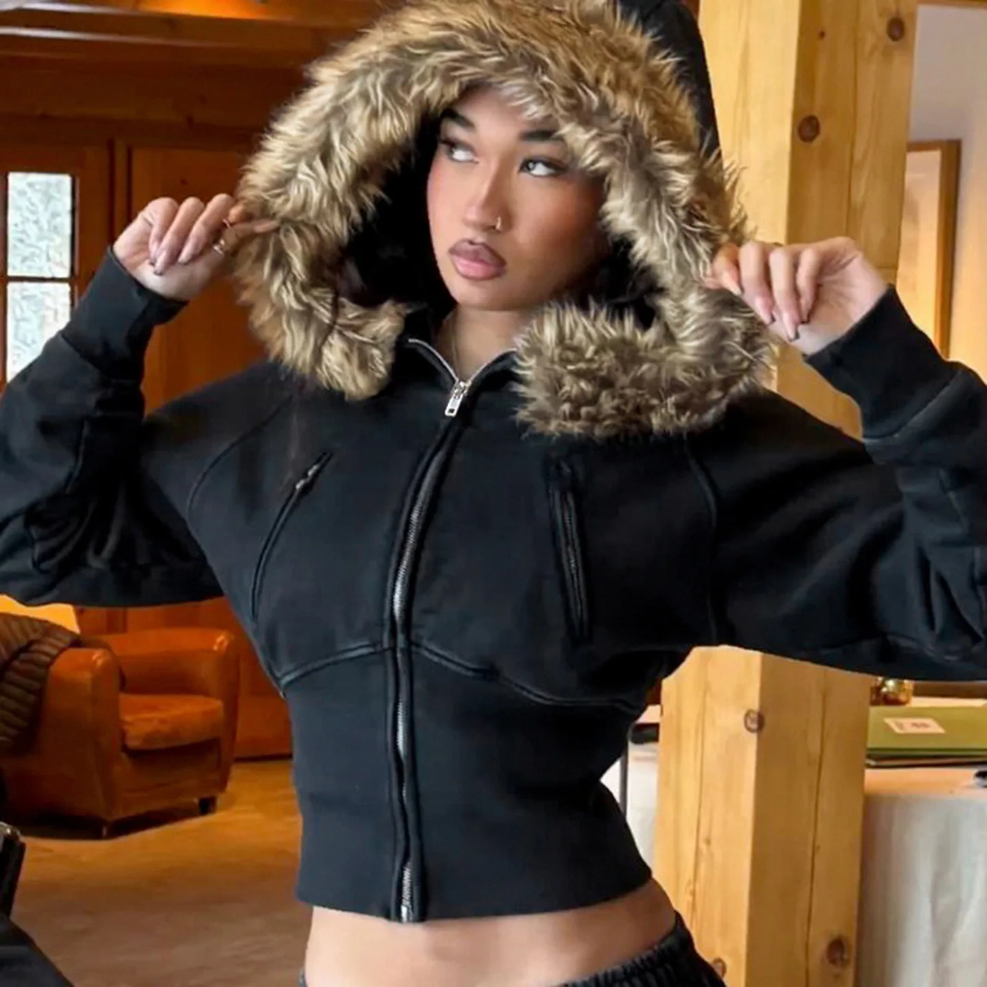 Камуфляжная толстовка с капюшоном Роскошная толстовка на подкладке из искусственного меха Многоцветная плюшевая укороченная куртка Толстовка с завязками на молнии спереди
Камуфляжная толстовка с капюшоном Роскошная толстовка на подкладке из искусственного меха Многоцветная плюшевая укороченная куртка Толстовка с завязками на молнии спереди