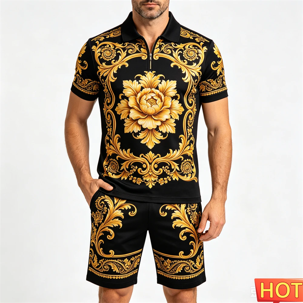 Fashion Luxury Men's Social Polo Shirt Sets Casual Zip Short Sleeve Tops and Shorts 2 Piece Summer Street Trend Outfit Loose Tee
Fashion Luxury Men's Social Polo Shirt Sets Casual Zip Short Sleeve Tops and Shorts 2 Piece Summer Street Trend Outfit Loose Tee