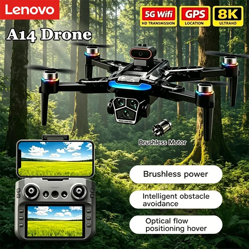 Lenovo A14 Drone, 8K/4K HD Professional Camera, 5G WIFI FPV Video, GPS, Large Screen Remote Control UAV
Lenovo A14 Drone, 8K/4K HD Professional Camera, 5G WIFI FPV Video, GPS, Large Screen Remote Control UAV
