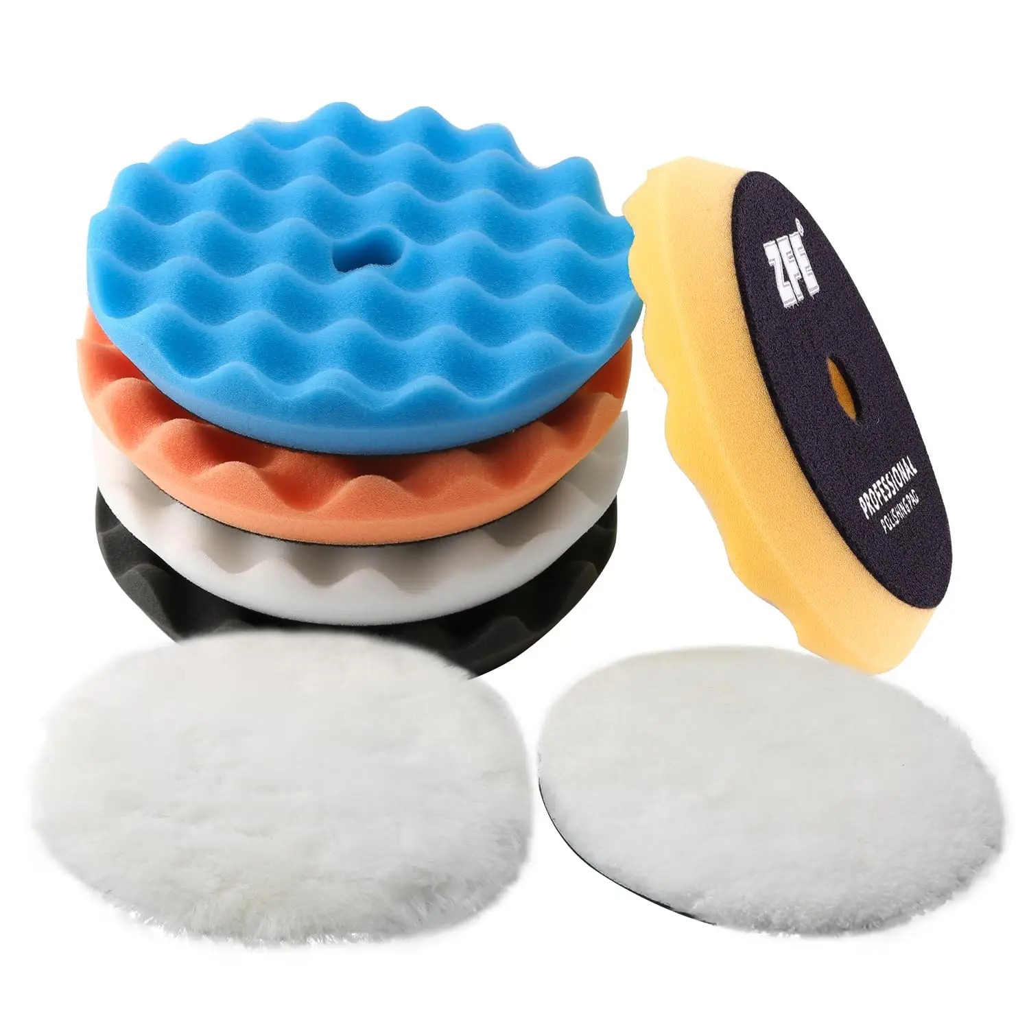 7Pcs 6" Waffle Foam Buffing Pads Kit with Wool Pad for Car Polisher, Compounding & Waxing
7Pcs 6" Waffle Foam Buffing Pads Kit with Wool Pad for Car Polisher, Compounding & Waxing