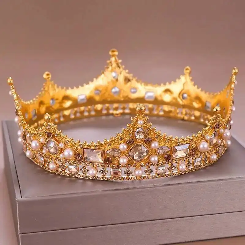 Big Royal Men's Gold Crowns King Boys Round Tiaras Bride Head Jewelry Pearl Crystal Hair Accessories Ornaments Headband Diadem
Big Royal Men's Gold Crowns King Boys Round Tiaras Bride Head Jewelry Pearl Crystal Hair Accessories Ornaments Headband Diadem