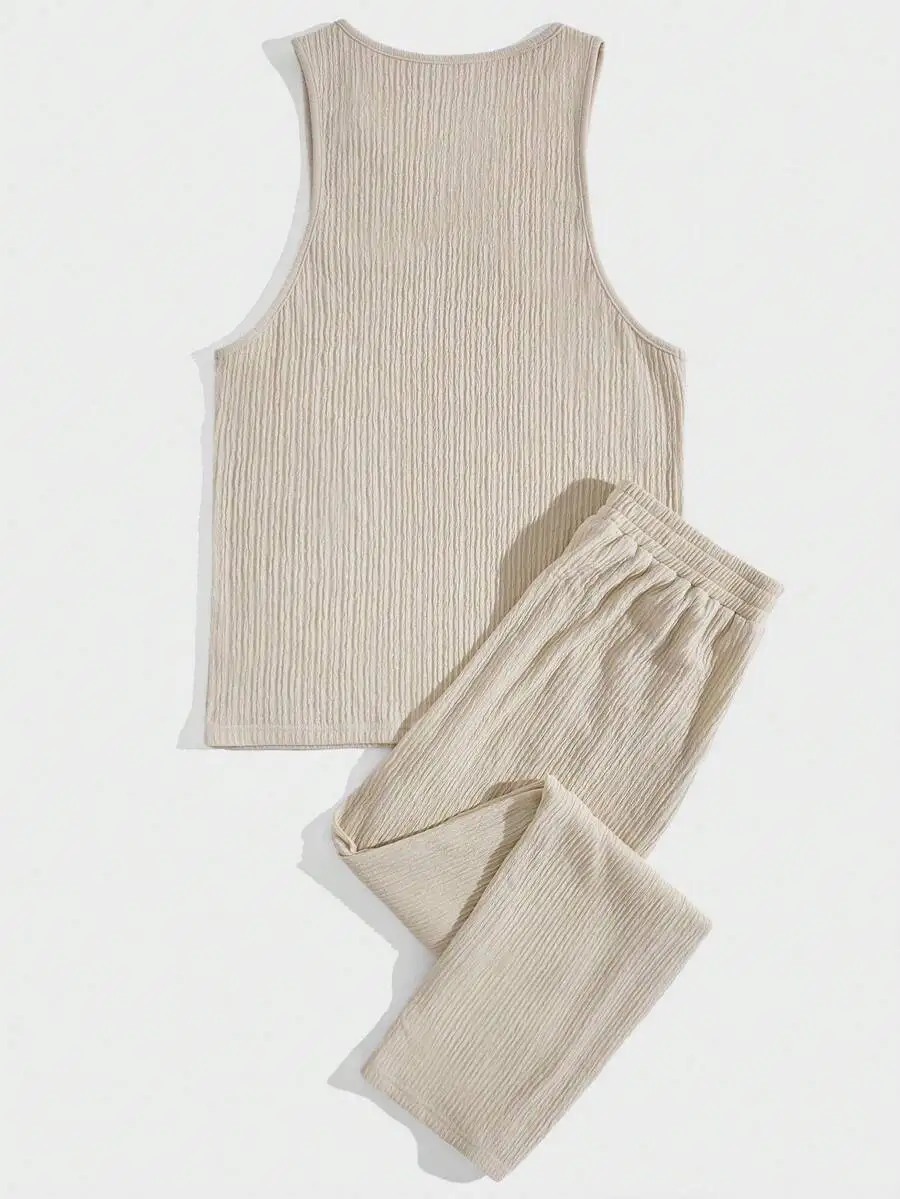 Men Solid Tank Top And Pants Set Sleeveless Ribbed Two Piece Outfit
Men Solid Tank Top And Pants Set Sleeveless Ribbed Two Piece Outfit