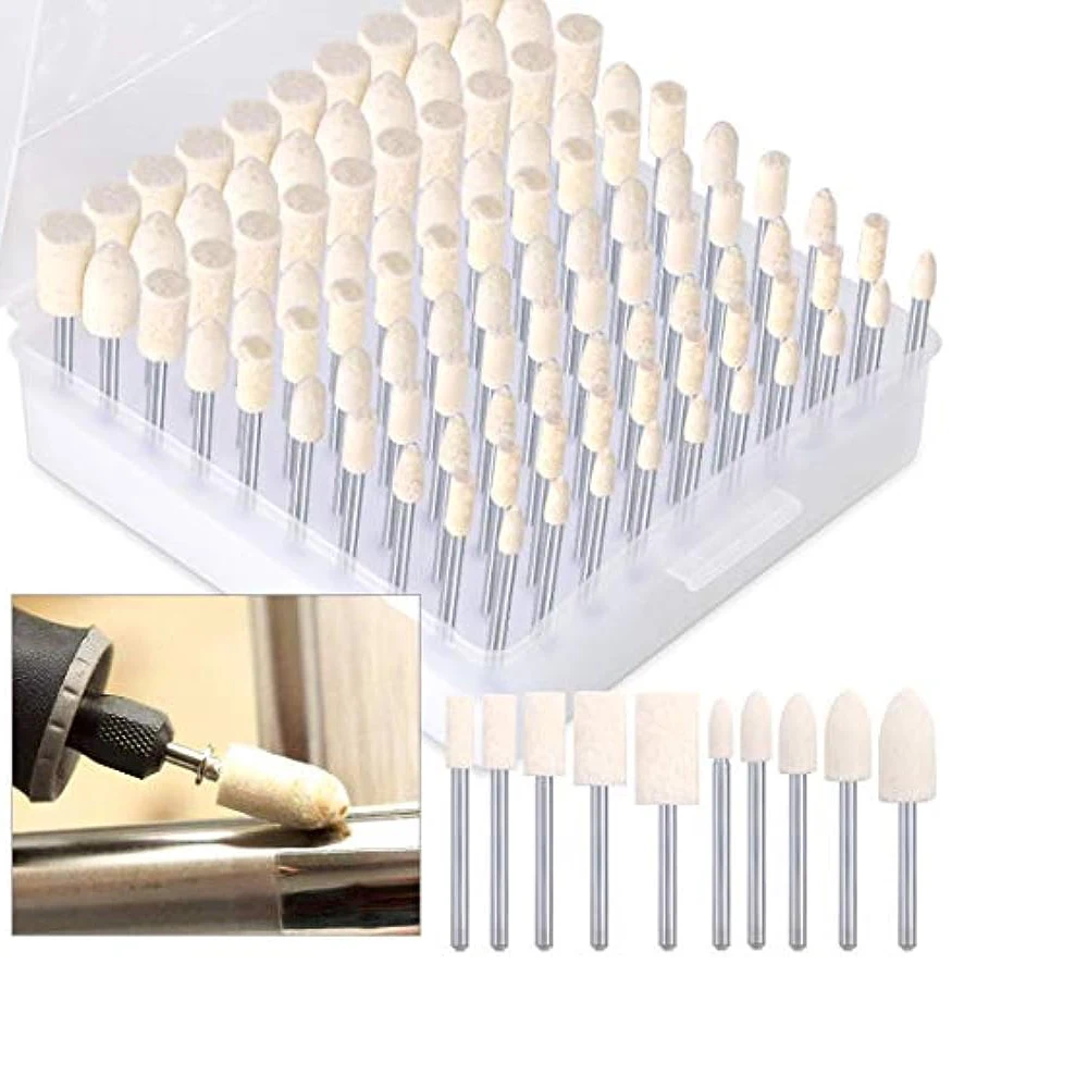 100 pieces of multifunctional wool felt polishing drill bit installation, grinding and polishing accessories kit -1/8 inch (appr
100 pieces of multifunctional wool felt polishing drill bit installation, grinding and polishing accessories kit -1/8 inch (appr