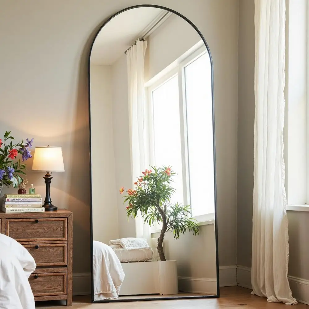 57 x 20 Large Arched Floor Mirror - Leaning or Hanging, Ideal for Bedroom, Living Room, Dining Area, Alloy Base, Black Finish
57 x 20 Large Arched Floor Mirror - Leaning or Hanging, Ideal for Bedroom, Living Room, Dining Area, Alloy Base, Black Finish