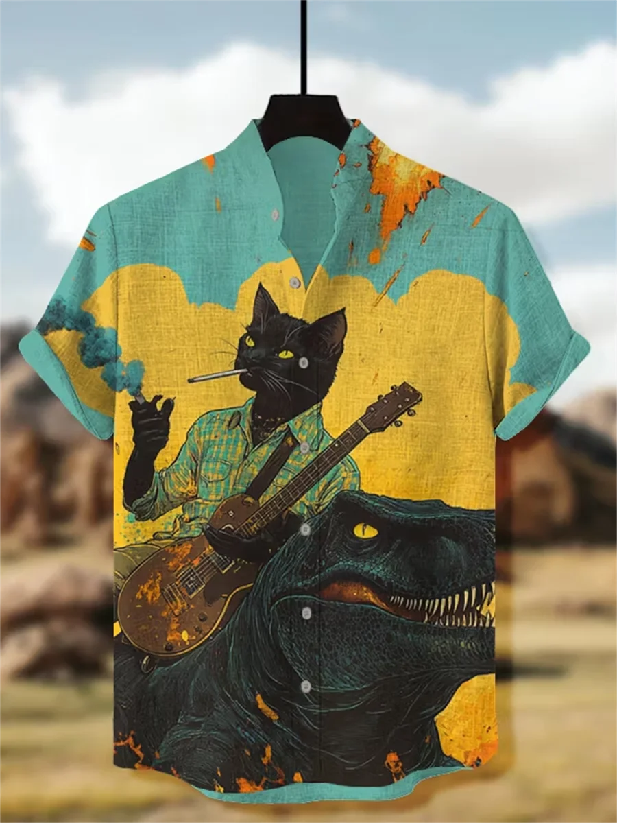 Anime style men's linen short sleeved shirt, button design, digital printing, casual and comfortable, fashionable dressing
Anime style men's linen short sleeved shirt, button design, digital printing, casual and comfortable, fashionable dressing
