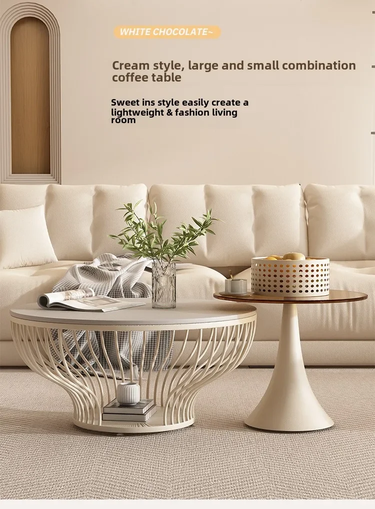 New rock slab coffee table combination small apartment light luxury high-end cream style
New rock slab coffee table combination small apartment light luxury high-end cream style
