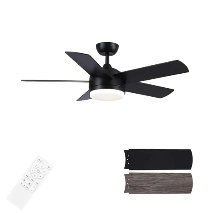 44 Inch Black Ceiling Fan with Light and Remote Control for Indoor or Covered Outdoor Use: Noiseless, Dimmable, 3CCT, 6-Speed R
44 Inch Black Ceiling Fan with Light and Remote Control for Indoor or Covered Outdoor Use: Noiseless, Dimmable, 3CCT, 6-Speed R