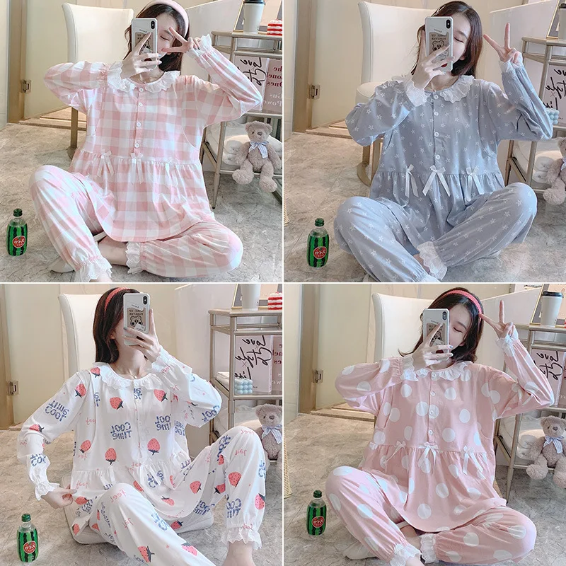 Maternity Spring and Fall Long-Sleeved Breastfeeding Pajamas Homewear Suit Spring and Summer Monthly Clothing Leisure Home Suit
Maternity Spring and Fall Long-Sleeved Breastfeeding Pajamas Homewear Suit Spring and Summer Monthly Clothing Leisure Home Suit