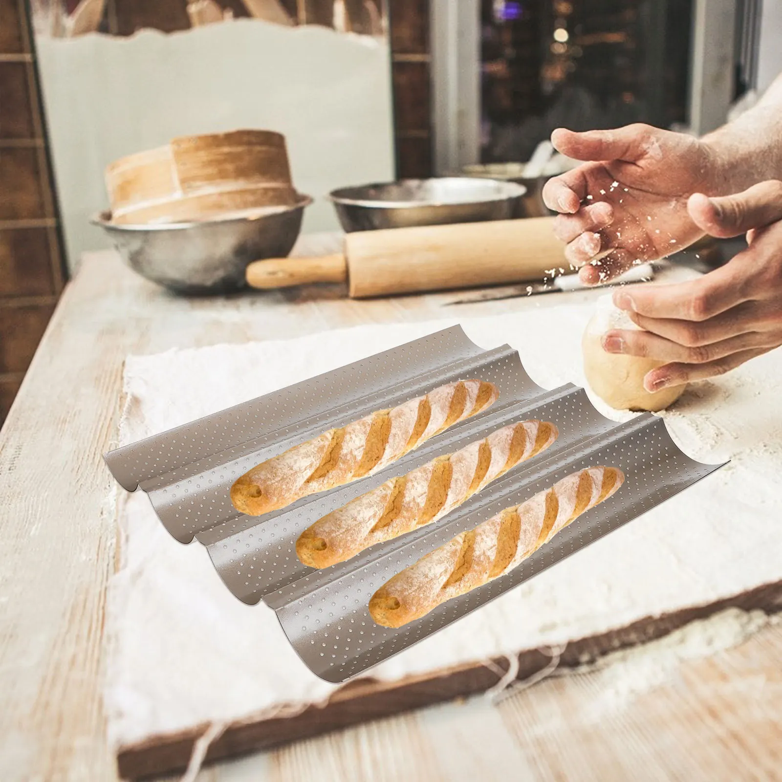 Bagbaba Baking Tray Heat-resistant Pan Nonstick Baguette Pans Wave Practical Tool Bread Forms Steel
Bagbaba Baking Tray Heat-resistant Pan Nonstick Baguette Pans Wave Practical Tool Bread Forms Steel