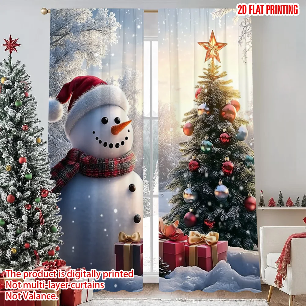 2pcs 2D flat printing Merry Christmas Scene Curtains Charming snowman with Christmas tree Versatile 100% Polyester Without
2pcs 2D flat printing Merry Christmas Scene Curtains Charming snowman with Christmas tree Versatile 100% Polyester Without