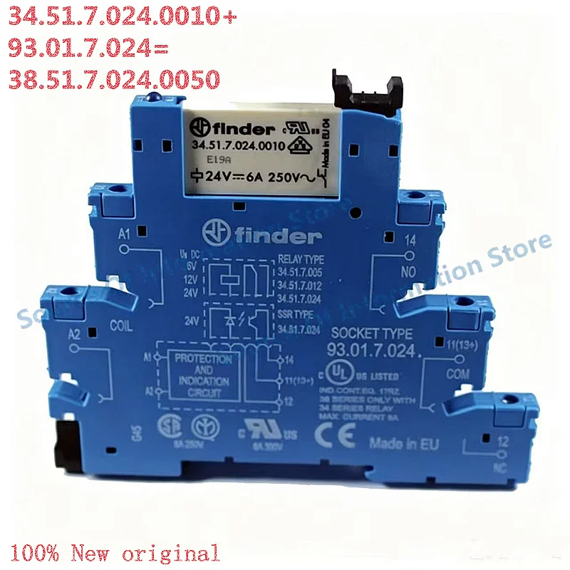 Finder 34.51.7.024.0010 Slim Interface Relay 24VDC 6A SPDT With DIN Rail Socket 93.01.7.024
Finder 34.51.7.024.0010 Slim Interface Relay 24VDC 6A SPDT With DIN Rail Socket 93.01.7.024