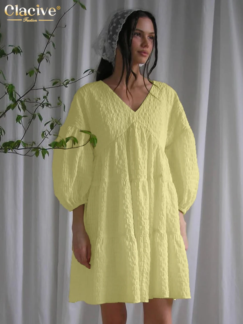 Clacive Fashion Loose Yellow Women's Dress 2025 Casual V-Neck Long Sleeve Mini Dresses Elegant Classic Solid Female Dress
Clacive Fashion Loose Yellow Women's Dress 2025 Casual V-Neck Long Sleeve Mini Dresses Elegant Classic Solid Female Dress