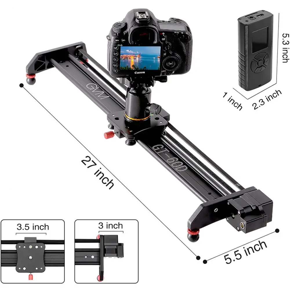 GVM GT-60D 27inch Motorized Camera Slider Video Rail Track Dolly Aluminum Alloy With Remote Control Rechargeable Battery
GVM GT-60D 27inch Motorized Camera Slider Video Rail Track Dolly Aluminum Alloy With Remote Control Rechargeable Battery