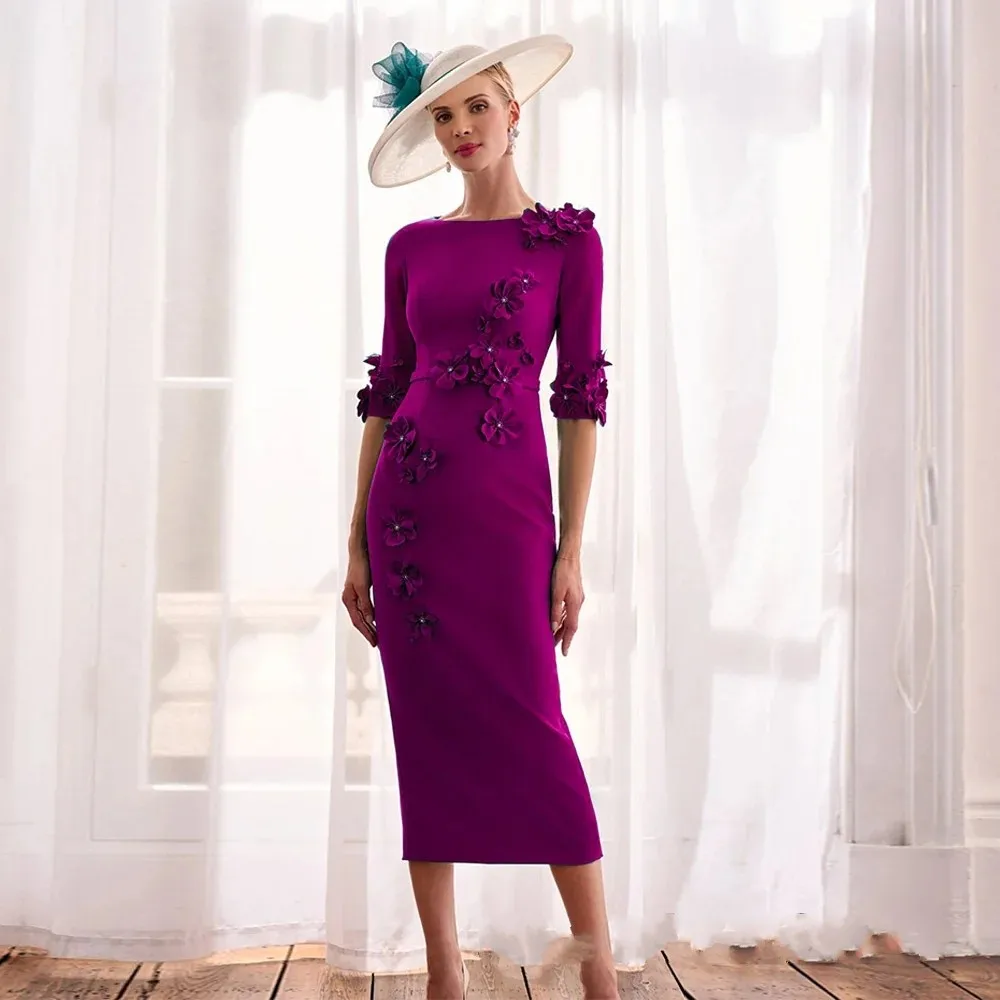 Classic Mother Of The Bride Dresses Round Neck Half Sleeves Hand Flowers Bading Sheath Wedding Guest Party Gowns Robe De Soriee
Classic Mother Of The Bride Dresses Round Neck Half Sleeves Hand Flowers Bading Sheath Wedding Guest Party Gowns Robe De Soriee