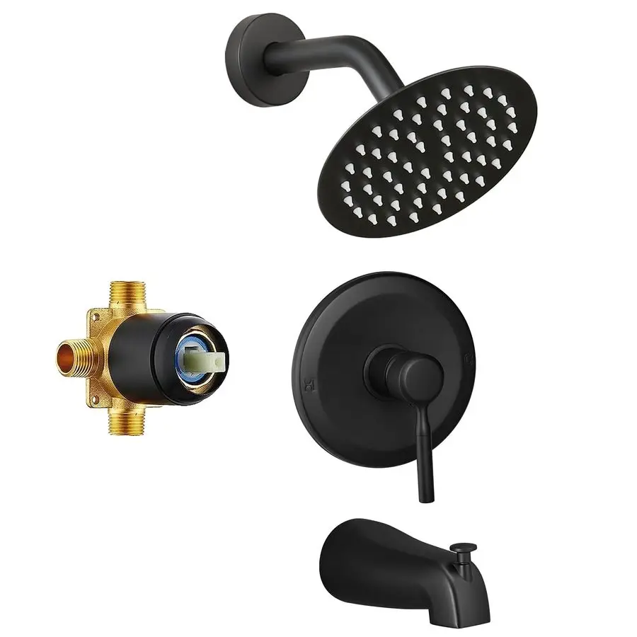 Shower Faucet Set Valve Included with 6Inch Rain Shower Head and Tub Spout SingleHandle Tub and Shower Trim Kit Matte Black
Shower Faucet Set Valve Included with 6Inch Rain Shower Head and Tub Spout SingleHandle Tub and Shower Trim Kit Matte Black