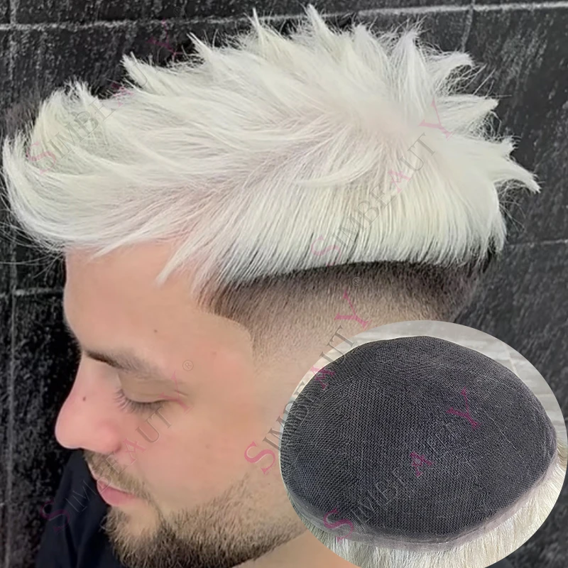 European Man's Wig Long Last Durable France Lace Ombre White Platinum Blonde Natural Black Roots 1BT60# Human Hair Toupee System
European Man's Wig Long Last Durable France Lace Ombre White Platinum Blonde Natural Black Roots 1BT60# Human Hair Toupee System