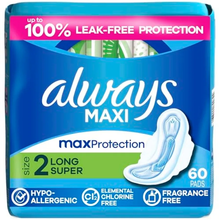 Always Maxi Pa wit Wings Women, Size 2, Long Super orncy, Unscented 60 Count
Always Maxi Pa wit Wings Women, Size 2, Long Super orncy, Unscented 60 Count