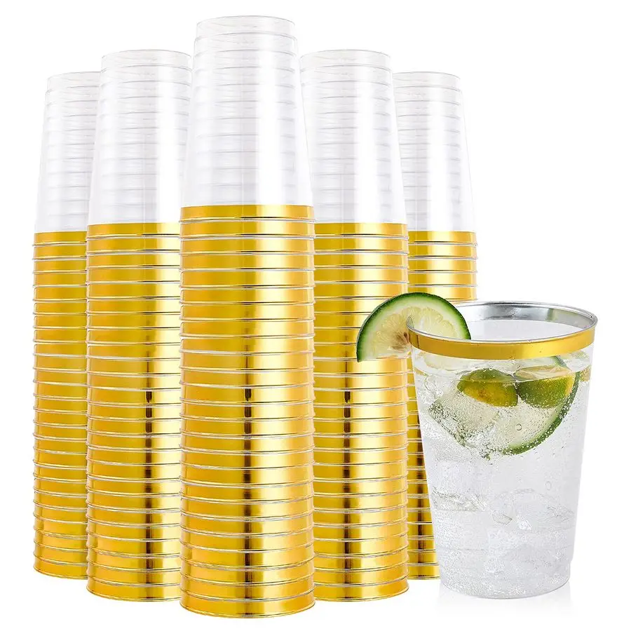 200 Pack 12 oz Gold Rimmed Plastic Cups, Clear Plastic Cups Tumblers, Heavyduty amp Fancy Disposable Hard Cup 12 Ounce with Gold
200 Pack 12 oz Gold Rimmed Plastic Cups, Clear Plastic Cups Tumblers, Heavyduty amp Fancy Disposable Hard Cup 12 Ounce with Gold