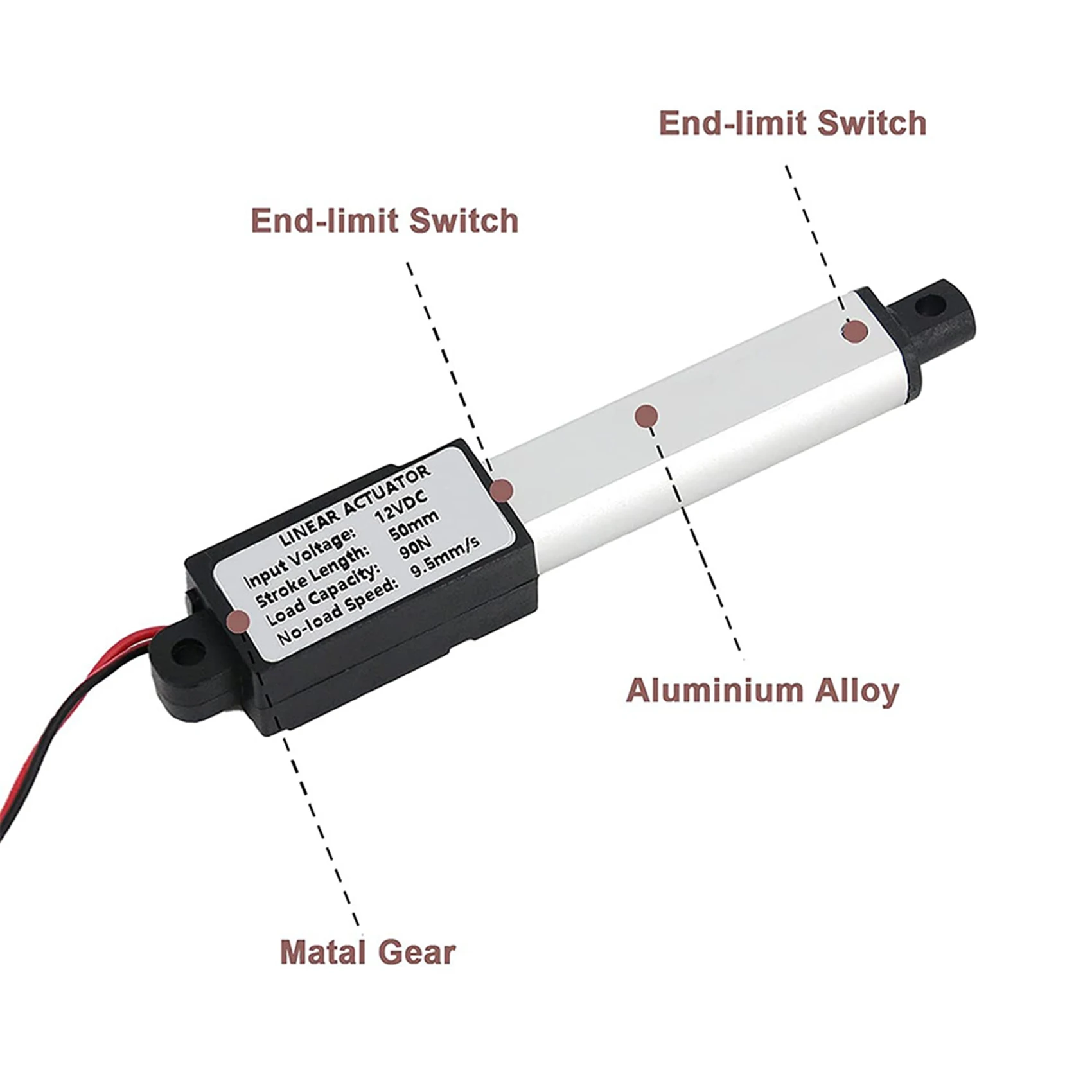 A58Z 5X Micro-Linear Actuator, 2 Inch Stroke,90N/20.3Lb,Speed 9.5Mm/S Electric Waterproof Actuator Motor Linear Actuator 12V
A58Z 5X Micro-Linear Actuator, 2 Inch Stroke,90N/20.3Lb,Speed 9.5Mm/S Electric Waterproof Actuator Motor Linear Actuator 12V