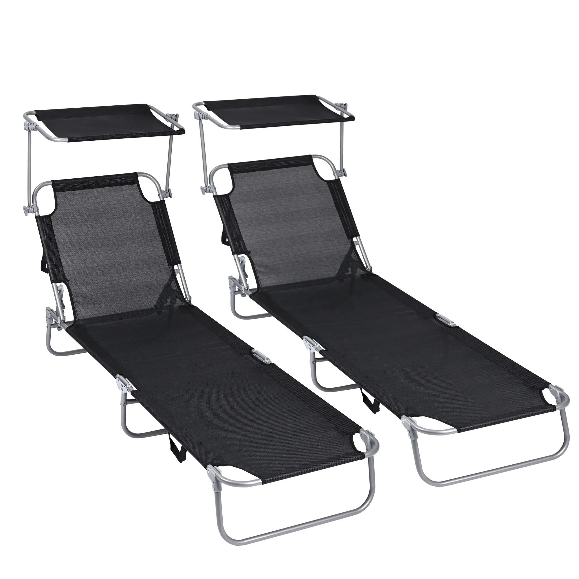 2-pack Outdoor Pool Portable Adjustable Fabricbed Folding Bed Sunbed Lounge Chair with Sunshade Folding Camping Bed
2-pack Outdoor Pool Portable Adjustable Fabricbed Folding Bed Sunbed Lounge Chair with Sunshade Folding Camping Bed