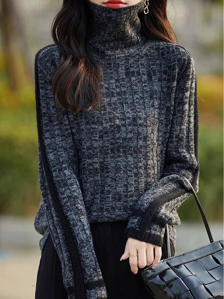 00% Pure Wool Base irt Women's Faion Inner Wear Contrast Color Warmth Beautiful Knitted Sweater French Sle Loose Fit
00% Pure Wool Base irt Women's Faion Inner Wear Contrast Color Warmth Beautiful Knitted Sweater French Sle Loose Fit