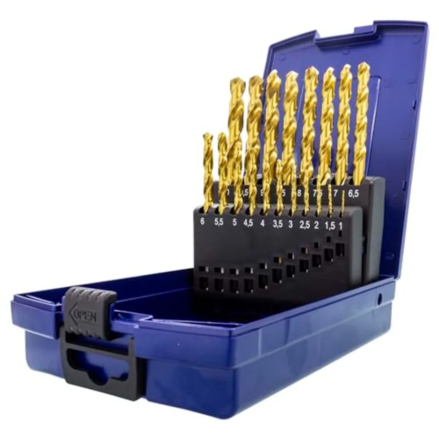 ® HSS TiN Twist Drill Bit Set 19 Pieces 1-10mm 0.5mm Steps Self-Centering Metal Drill Bit DIN 338 Type N 118° for Stainless Ste
® HSS TiN Twist Drill Bit Set 19 Pieces 1-10mm 0.5mm Steps Self-Centering Metal Drill Bit DIN 338 Type N 118° for Stainless Ste