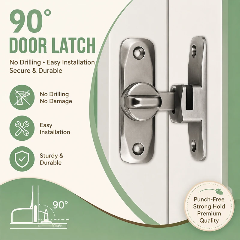 Self-Adhesive 90 Degree Sliding Door Lock No Drilling Barn Door Latch Bolt Catch for Push-Pull Doors Security Lock
Self-Adhesive 90 Degree Sliding Door Lock No Drilling Barn Door Latch Bolt Catch for Push-Pull Doors Security Lock