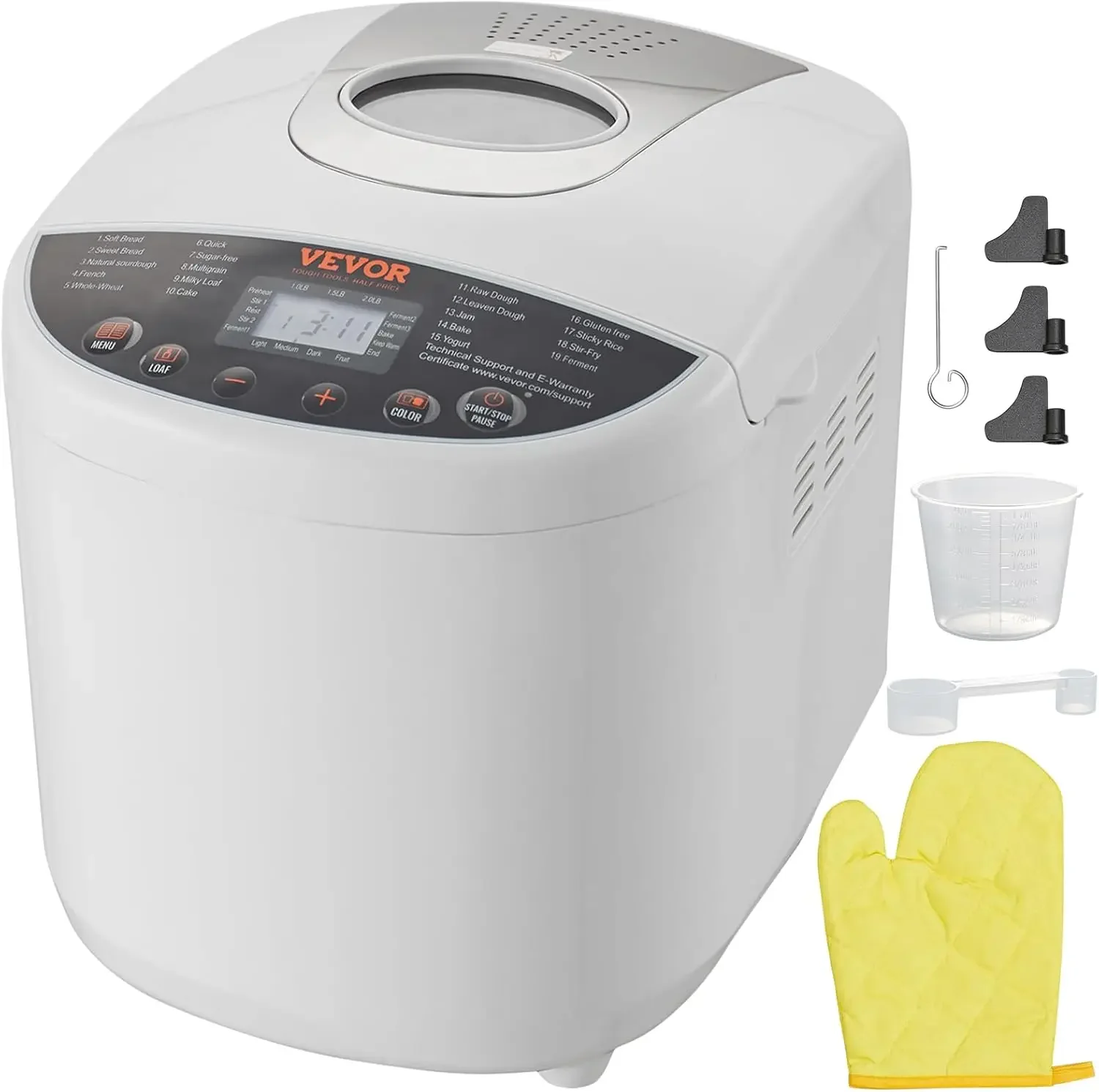 Bread Maker, 19-in-1 2LB Dough Machine, Nonstick Ceramic Pan Automatic Breadmaker with Gluten Free Setting, White
Bread Maker, 19-in-1 2LB Dough Machine, Nonstick Ceramic Pan Automatic Breadmaker with Gluten Free Setting, White