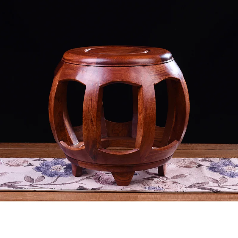 Redwood Burmese Rosewood Drum Stool Solid Wood Small round Chinese Antique Style Drum Bench Shoe-Removing Stool
Redwood Burmese Rosewood Drum Stool Solid Wood Small round Chinese Antique Style Drum Bench Shoe-Removing Stool