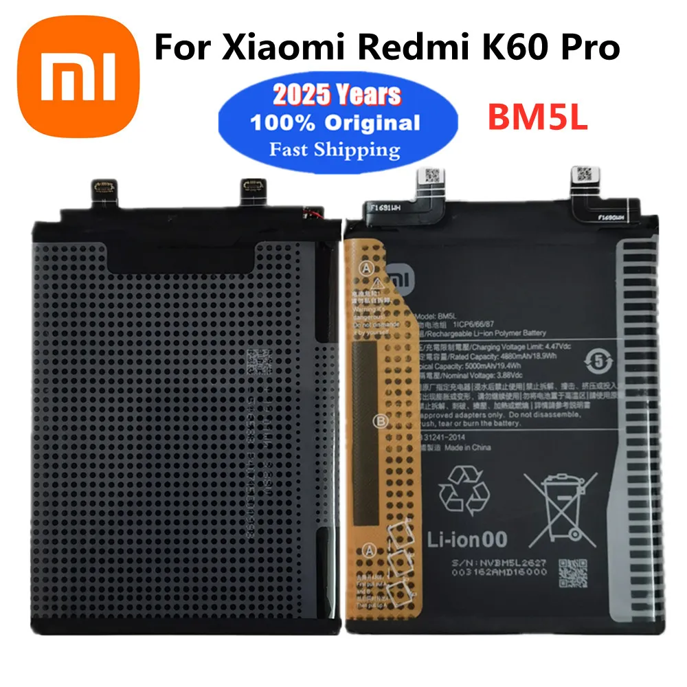 2025 Years 5000mAh 100% Original Phone Battery For Xiaomi Redmi K60 Pro BM5L Replacement Batteries Fast Deliver
2025 Years 5000mAh 100% Original Phone Battery For Xiaomi Redmi K60 Pro BM5L Replacement Batteries Fast Deliver