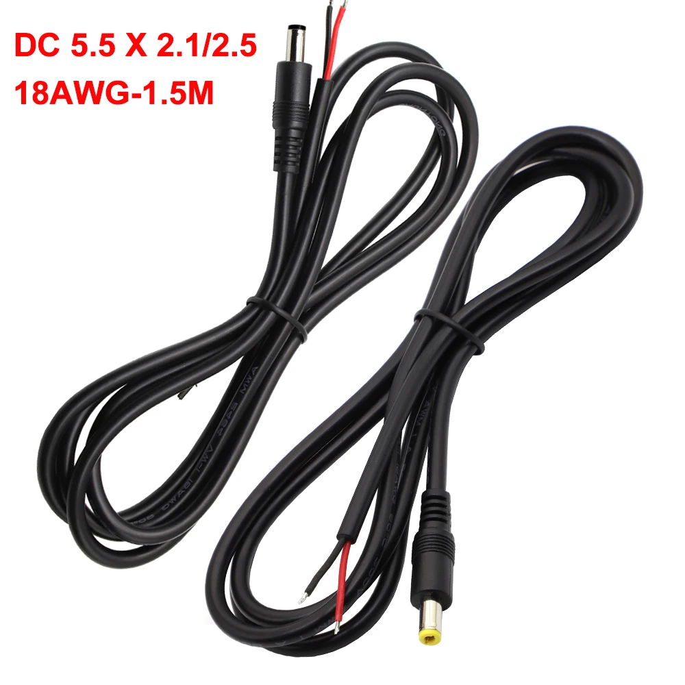 1/3/5Pc 18AWG DC Power Connector 5.5*2.1mm / 2.5MM Male Plug to Bare Wire Open End Power Cord Repair Cable Adapter DIY 1.5M
1/3/5Pc 18AWG DC Power Connector 5.5*2.1mm / 2.5MM Male Plug to Bare Wire Open End Power Cord Repair Cable Adapter DIY 1.5M